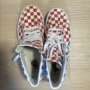 Vans Kids Red and White Checkered Sneakers